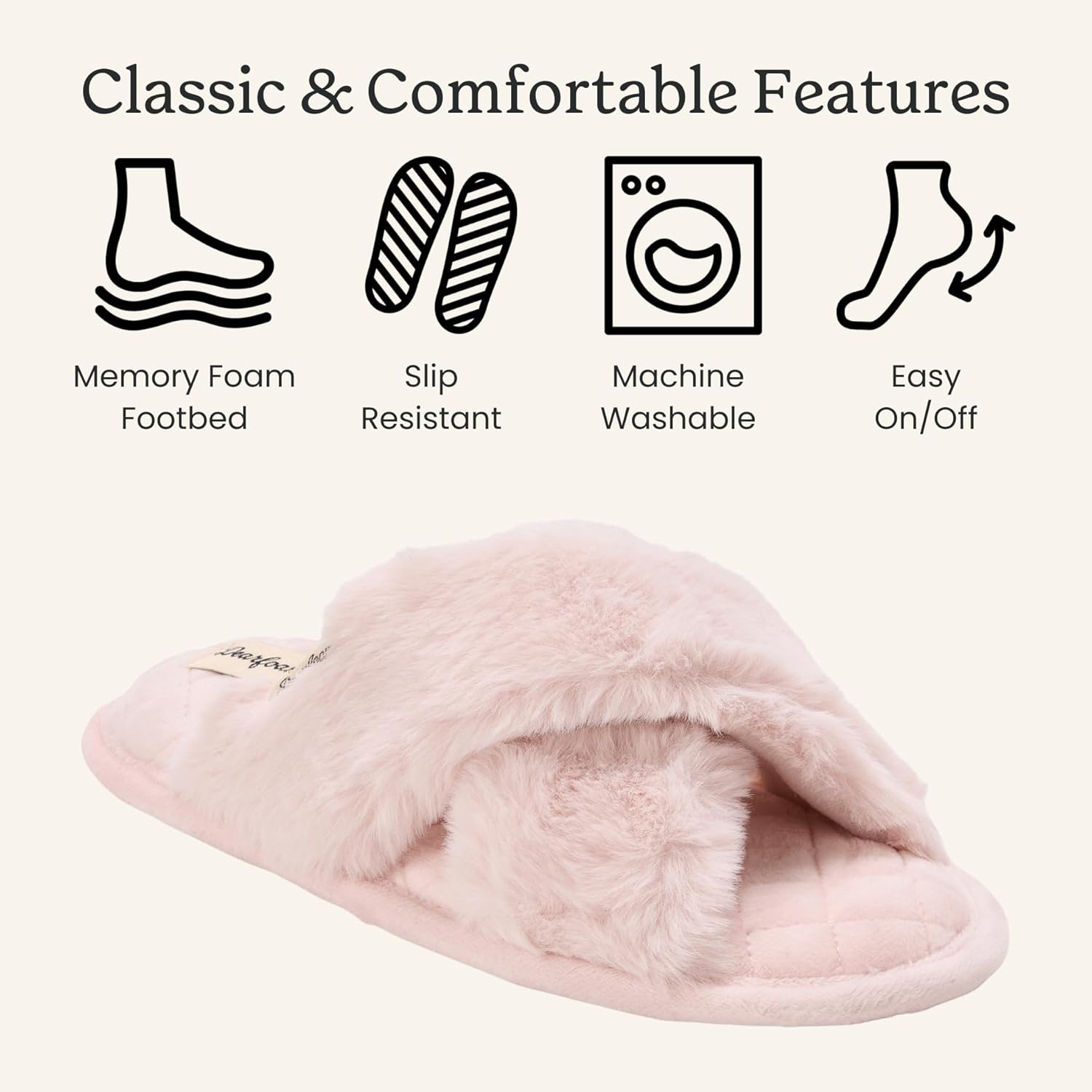 Dearfoams Women’s Acquired Style & Danielle Pheloung Exclusive Memory Foam Jessica Cozy Bow Cross Band Slide Slippers - Image 5