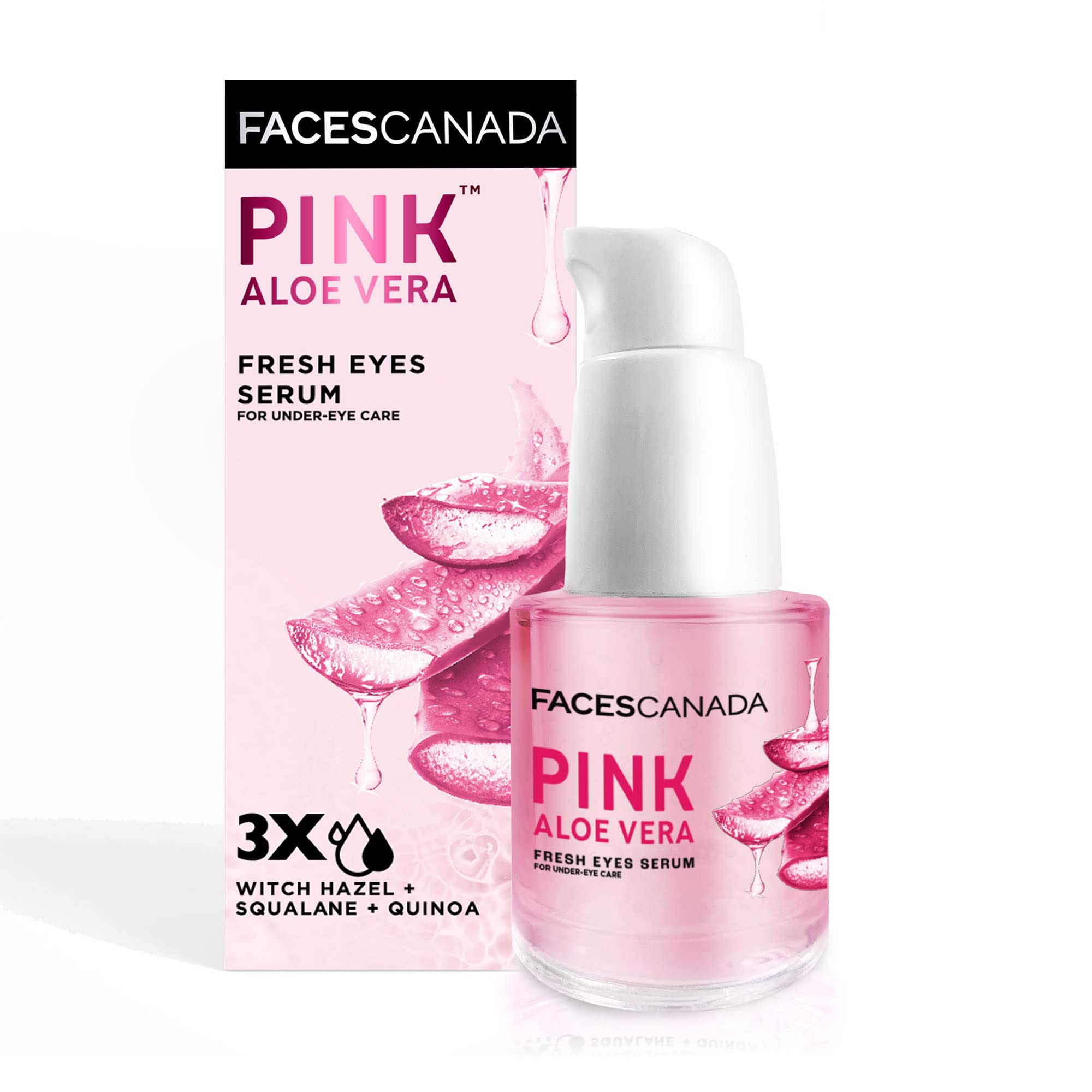FACESCANADA Pink Aloe Vera Fresh Eyes Serum For Under-Eye Care, 15ml | Squalene, Witch Hazel & Quinoa Extracts | Anti-Ageing, Brightening & Intense Hydration | Helps Reduce Puffy Eyes & Dark Circles-image-24