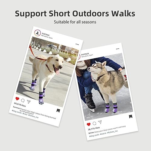 Miniatura 5 de PUPTECK Calcetines antideslizantes para perros con agarres de doble cara para perros pequeños, medianos y grandes, suelos de madera dura que evitan