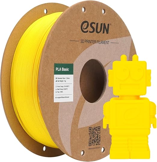 eSUN PLA Filament 1,75 mm, PLA-SS Filament do szybkich drukarek 3D Dokładność, 1kg na szpulę, 4 szpule szybki filament PLA do szybkich drukarek (Żółty, 1KG)