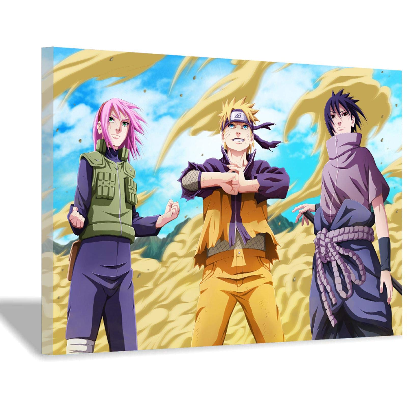 Amazon Co Jp Naruto ナルト アニメサスケとうずまきナルトとサクラキャンバス絵画アートポスター寝室ホームオフィス装飾リビングルーム壁装飾絵画30x45cm 12x18inch 内枠 ホーム キッチン