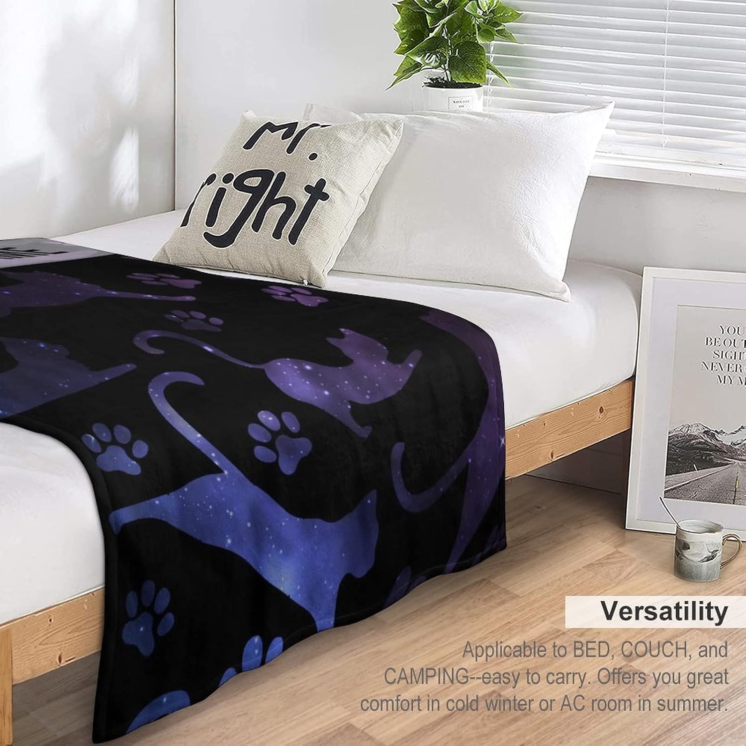 Personalized Cat Blanket Gifts with Name - 60"x80" Cute Throw Blanket for Adults Kids - Black Soft Plush Throws for Bed, Couch & Travel