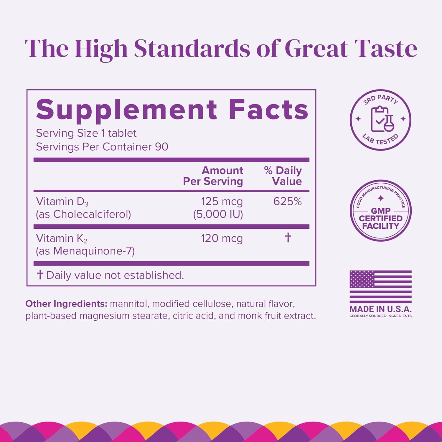 BariMelts Vitamin D3 K2-90 Fast-Dissolving Tablets (3-Month Supply) - Bariatric Vitamins for Women with Vitamin D3 5000 IU and K2 as MK-7, Natural Apple Flavor - Image 2