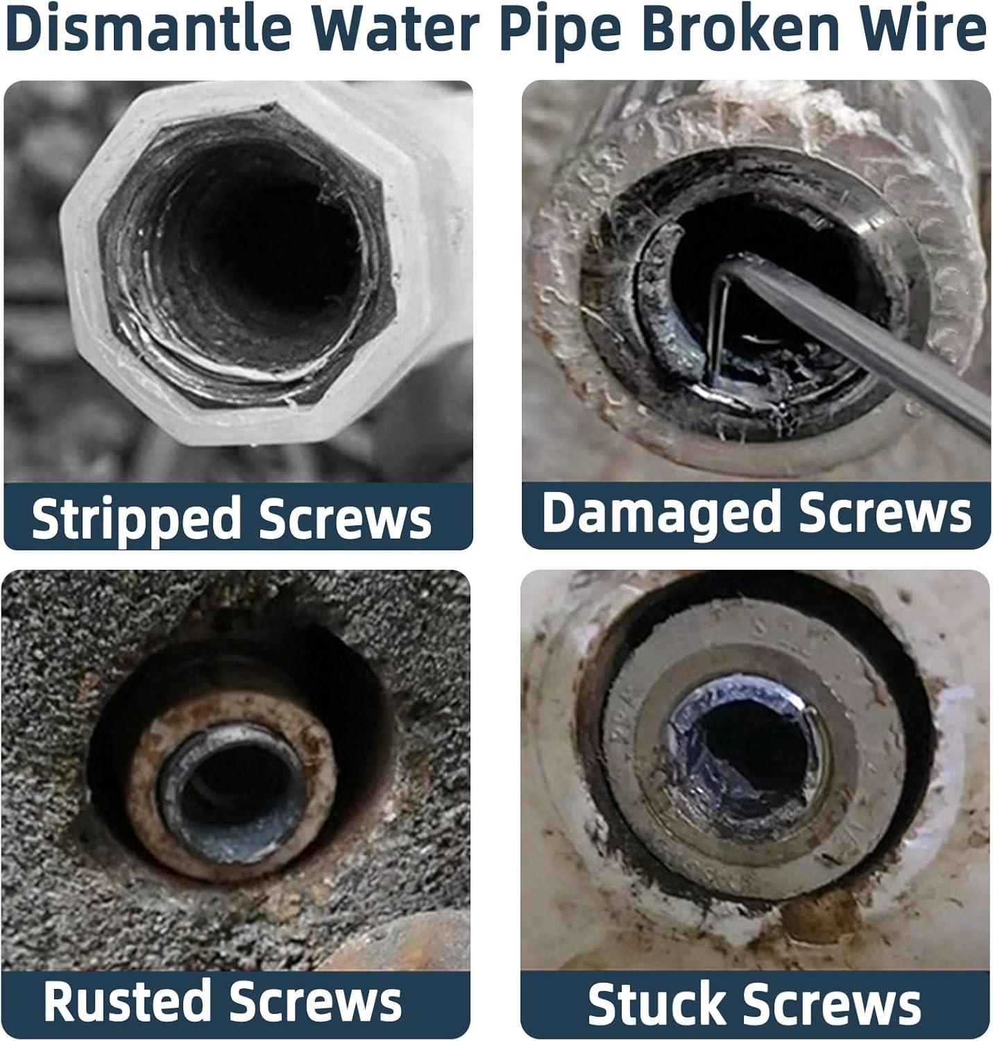Faucet Extractor Removal Tool for Broken Valve Threads - Extract Stripped Screws in 1/2" & 3/4" Pipes - Carbon Steel Grip Design for Home DIY Plumbing Repair