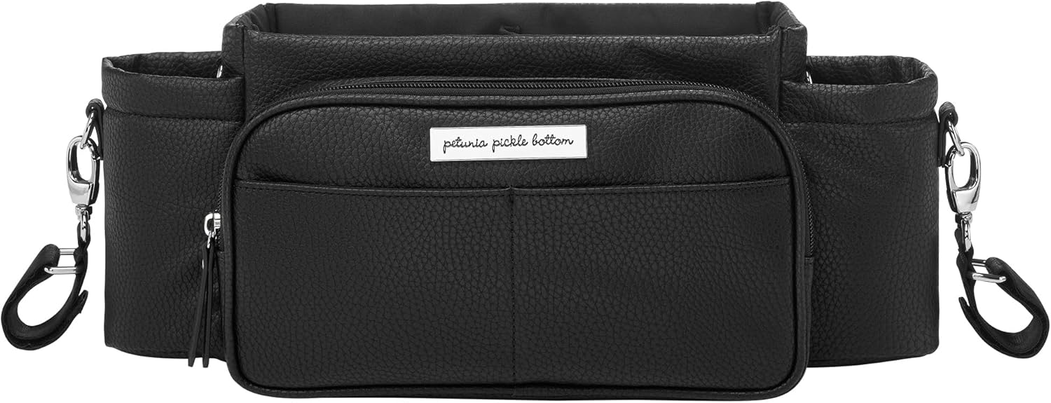 Petunia Pickle Bottom Wander Stroller Caddy Deluxe, Perfect for Organization, Multiple Carry Positions, Fits Most Strollers, Ebony