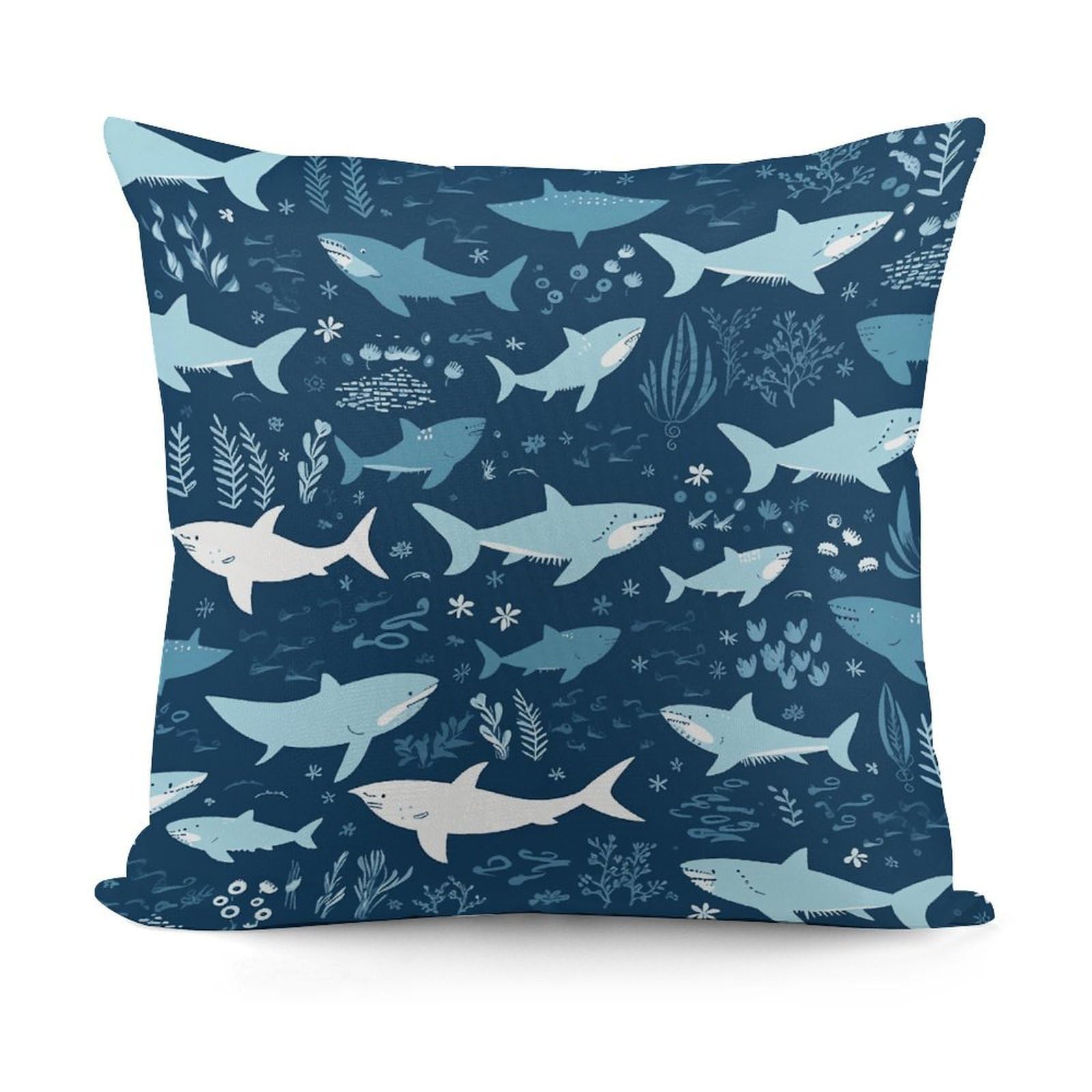 VstaDank Sharksm Pillow Covers Soft Plush Decorative Square Pillow Cover Modern Breathable Pillowcases Pillowcase with Invisible Zipper 18x18 Inches for Sofa Living Room