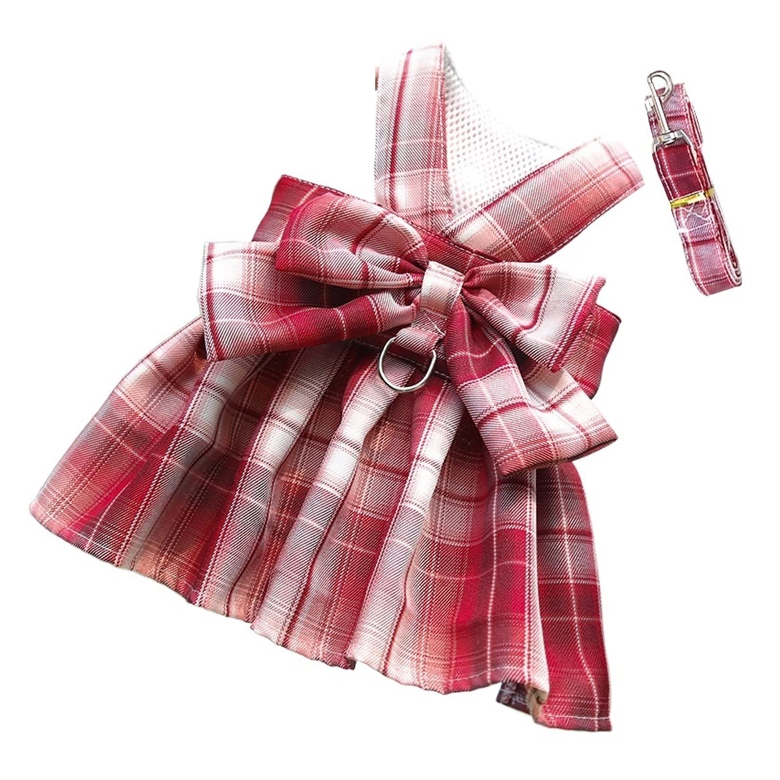 Kikbax Pet Cat Cani Vestiti Harness Vest Dress Gonna (Color : 2-Red-Skirt, Size : S(1.5-2.5kg))