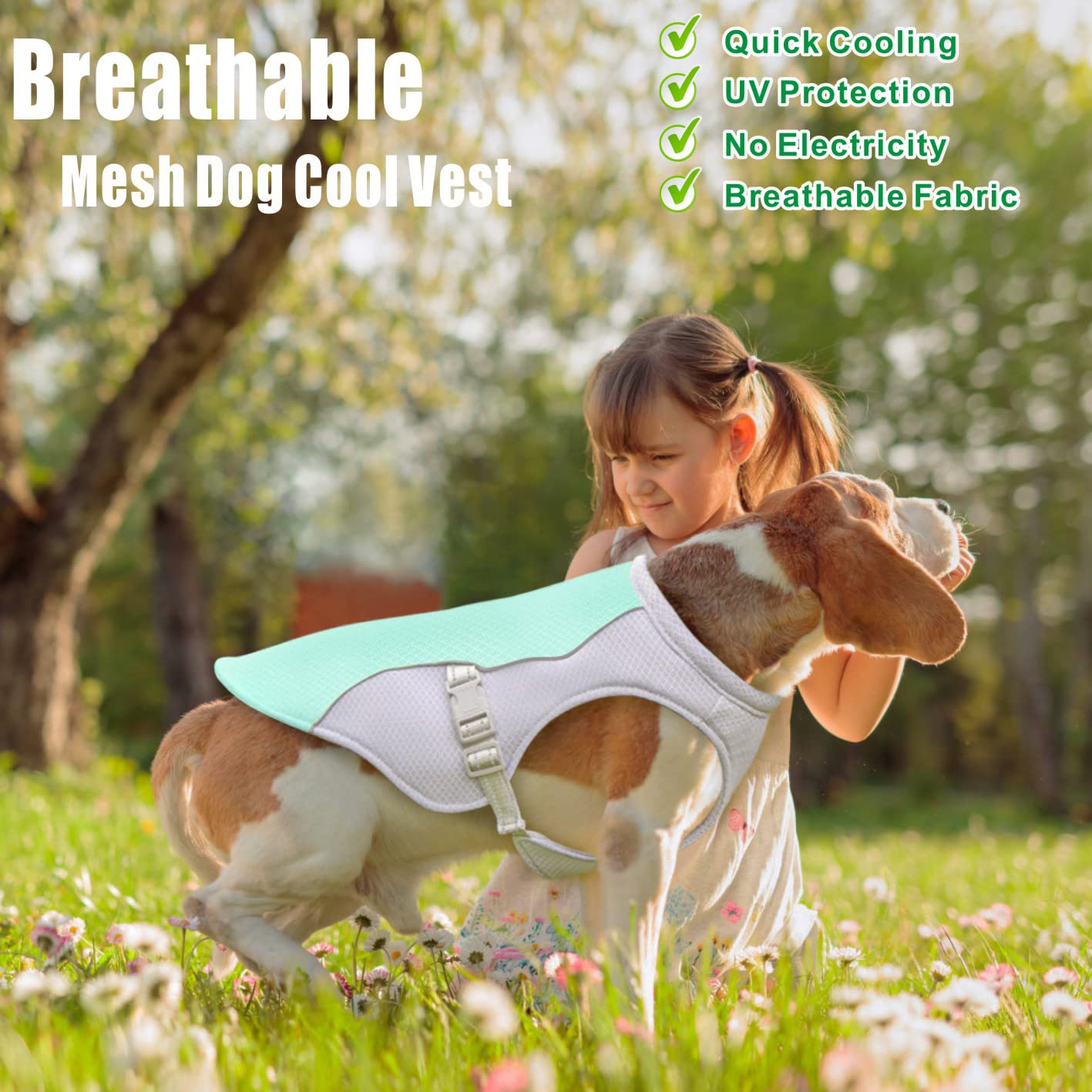 Gilet de Refroidissement pour Chien,Veste de Refroidissement pour Chien en Maille Respirante Réglable Manteau d'été pour Chien Manteau de Glace de Sécurité (L, Bleu)
