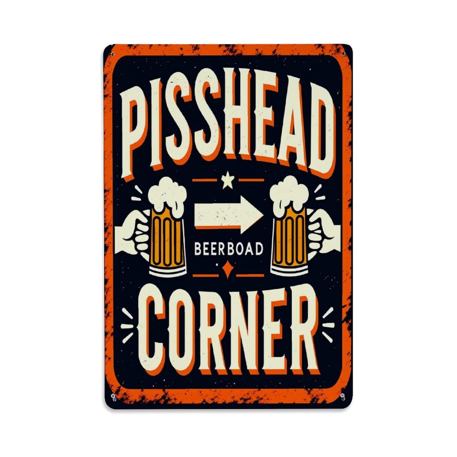Jdfenggu Vintage Pisshead Beerboard Corner Sign Retro Metal Tin Sign, Decor Art Poster For Bar, Home, Man Cave, Kitchen, Laundry Room Gift 8X12inch