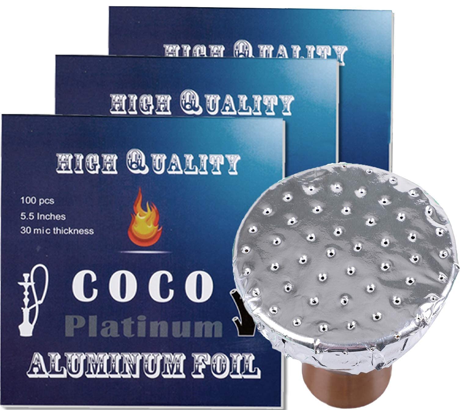 Platinum Edition of Hookah Foil with Holes 5.5 Inches Wide, Aluminum Foils PrePunched, Heavy