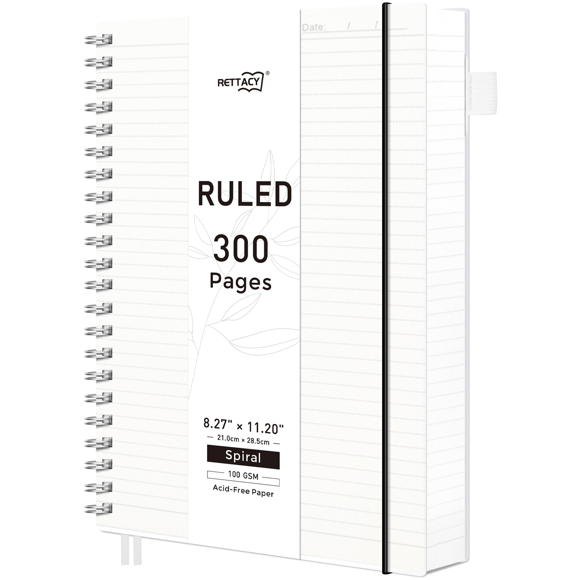 Grand cahier de notes A4 transparent à spirale pour écriture étudiante et professionnelle