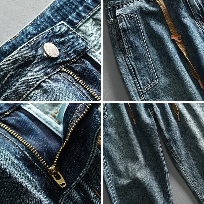 Spring Vintage Tapered Jeans for Men Cargo Soft Cotton Casual Streetwear Mens Pants4