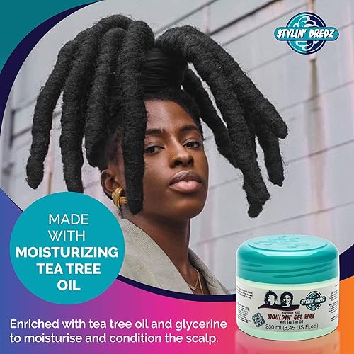 Miniatura 5 de Stylin Dredz Mouldin' Gel Wax - Loc n Twist Gel - Cera de gel para rastas con aceite de árbol de té, 8.5 fl oz individual