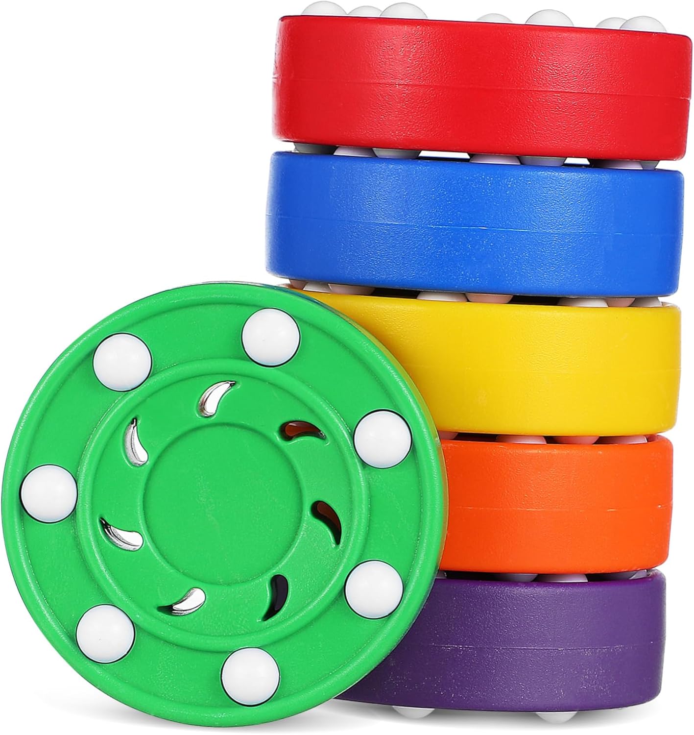 6pcs Roller Hockey Pucks Training Accessories for Practice Pucking Yellow Orange Green Red