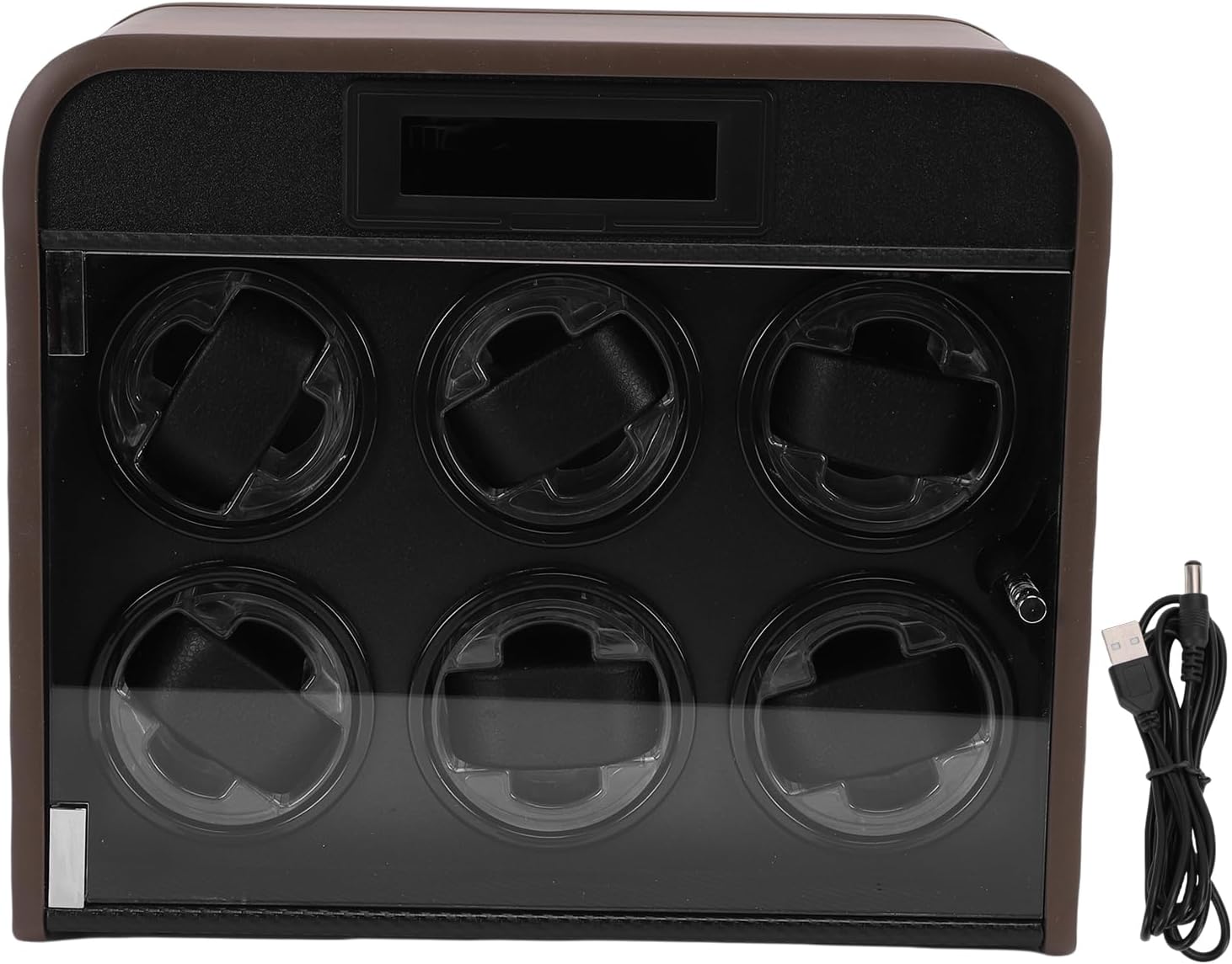 Naroote Quiet Watch Winder, 6 Slot Watch Winder Box with Bluetooth, 5 Levels Adjustable & Touch Screen LED Colorful Light for Automatic Watches