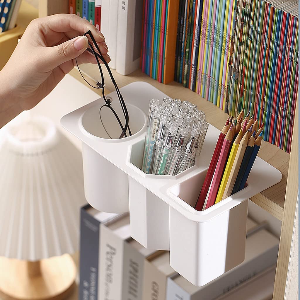 Stifthalter für den Schreibtisch, Schreibtisch-Stifthalter, Make-up-Pinsel-Topf, Schreibwaren-Organizer, mehrfarbig(A-white)
