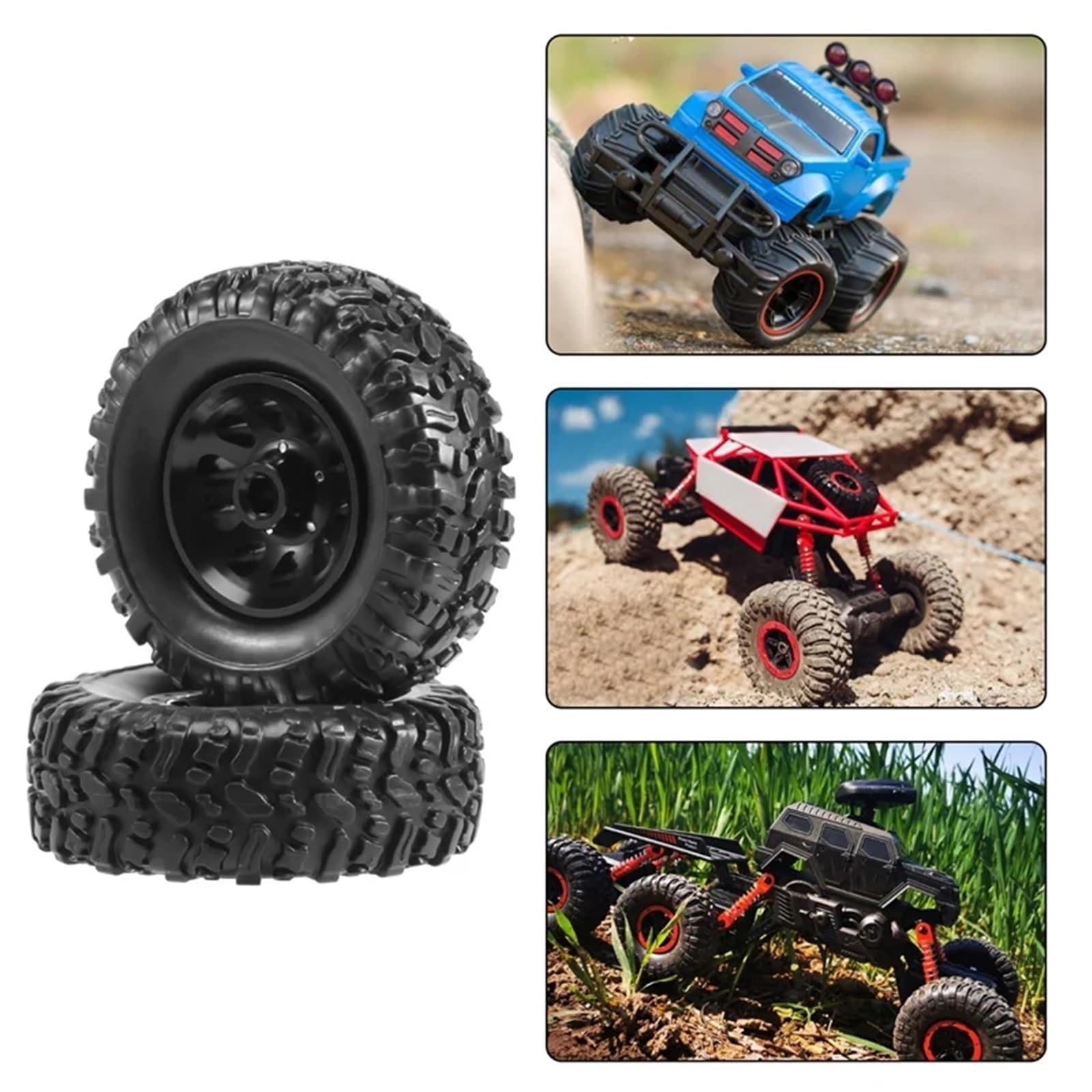 RC Pneus Jante Compatible avec WPL C14 C24 B14 B24 B36 pour MN D90 pour MN99S Pièces De Rechange pour Voiture RC : Jante Beadlock en Métal 4 Pièces Et Pneu en Caoutchouc(Red)