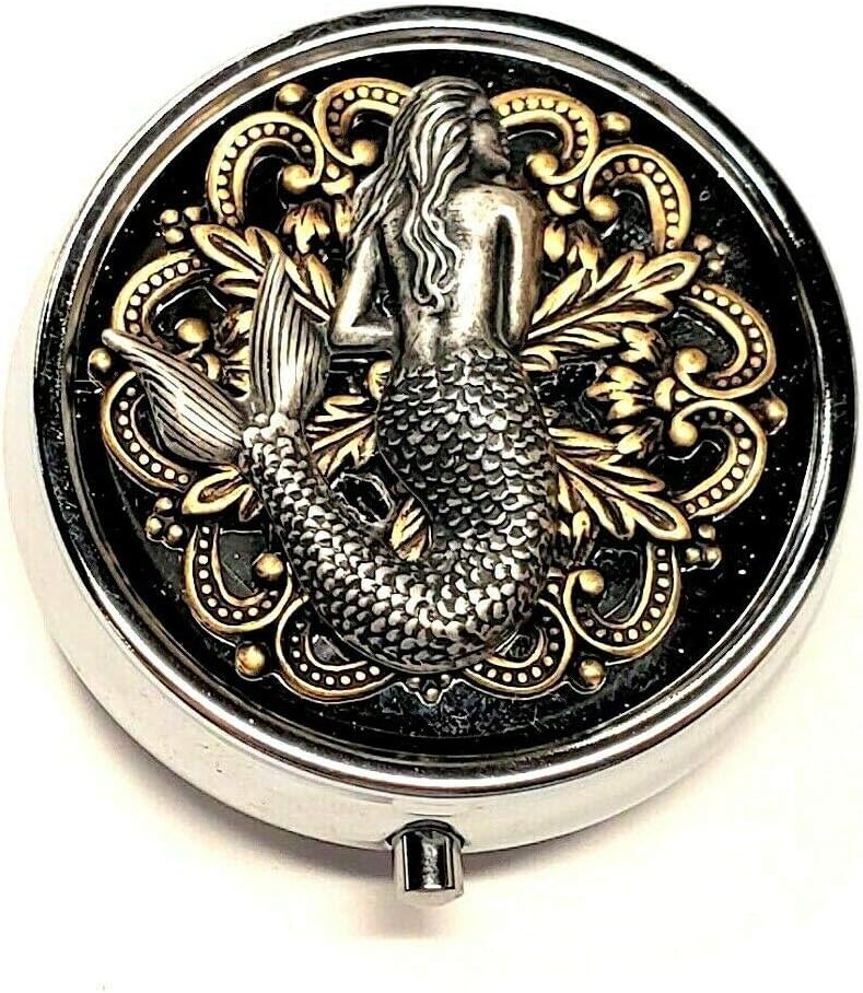 Handmade Nautical Mermaid Siren Silver Pill Box
