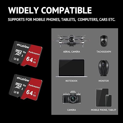 Vista 28 de LaView Tarjeta Micro SD de 32 GB, paquete de 2 tarjetas de memoria Micro SDXC UHS-I – 100 MB/s, 633X, U1, C10, video Full HD V10, A1, FAT32, tarjeta