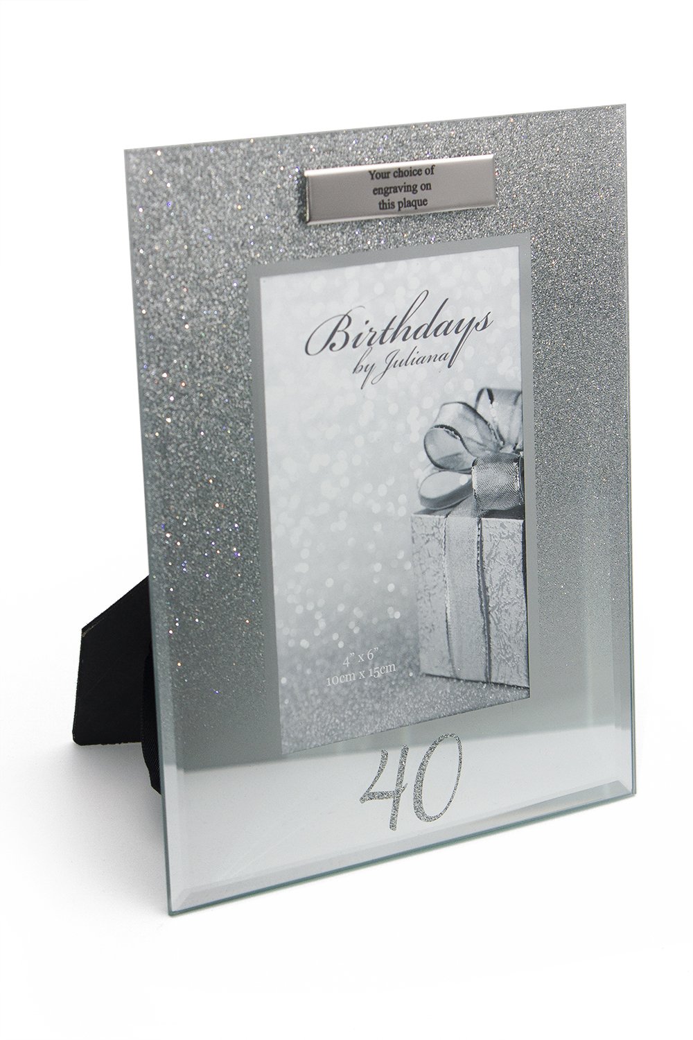 Ukgiftstoreonline Silver Personalised 40Th Birthday Photo Frame Glitter Gift