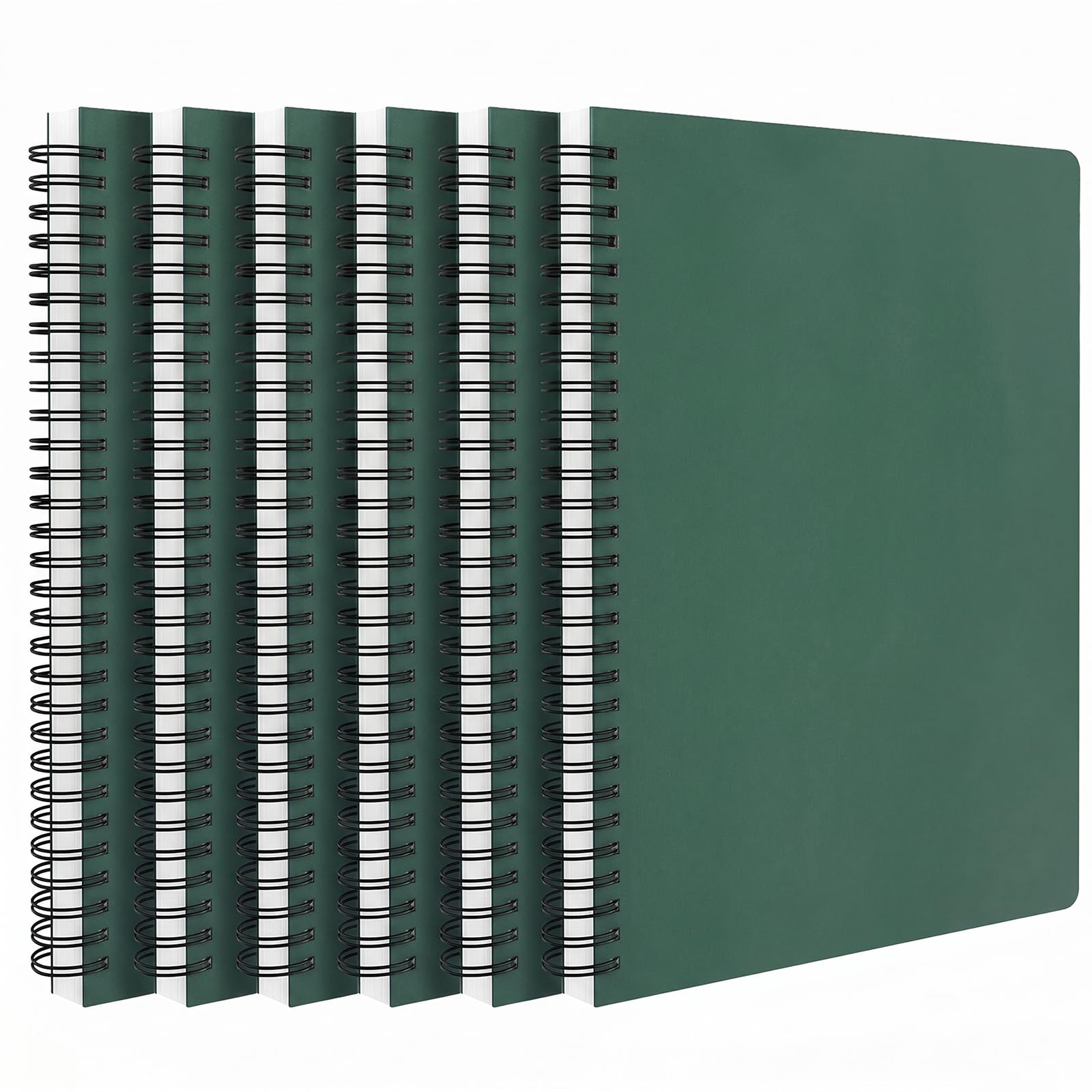 EUSOAR Paquete de 6 cuadernos en espiral, 7.3 x 10.2 pulgadas, B5, verde oscuro, rayados, 120 páginas/60 hojas, cuadernos pequeños con forro en espiral, cuaderno de negocios, cuaderno de notas a