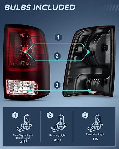 Miniatura 30 de Nilight Conjunto de luz trasera para Dodge Ram 2009 2010 2011 2012 2013 2014 2015 2016 2017 2018 Dodge Ram 1500 2500 3500 2019 2020 2021 estilo Lado