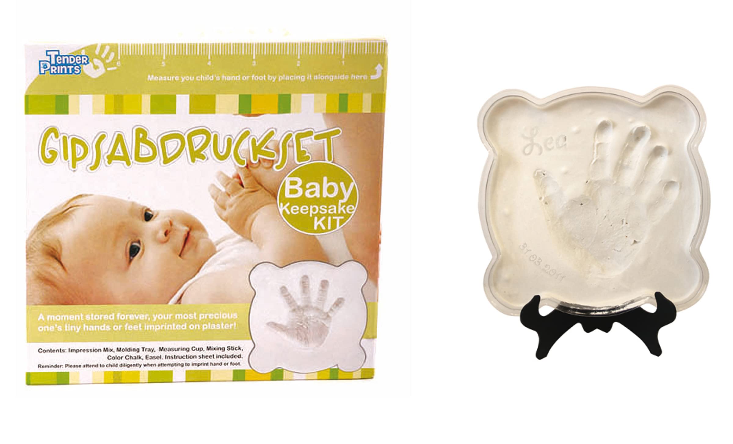 VIP Geschenk zur Geburt Geschenkkorb Taufgeschenk im Trittschemel (Grün - Unisex)
