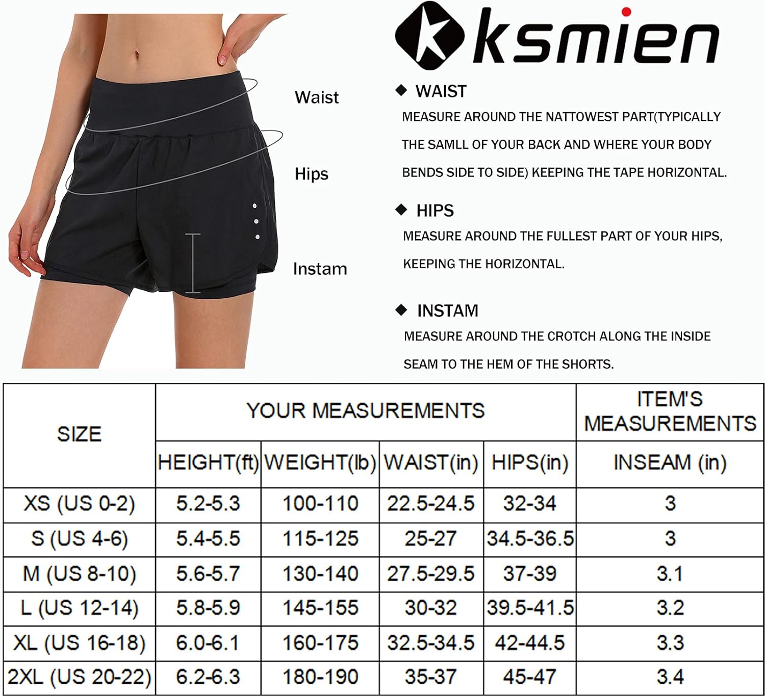 Ksmien Women's 2 in 1 Running Shorts - Lightweight Athletic Workout Gym Yoga Shorts Liner with Phone Pockets : Clothing, Shoes & Jewelry