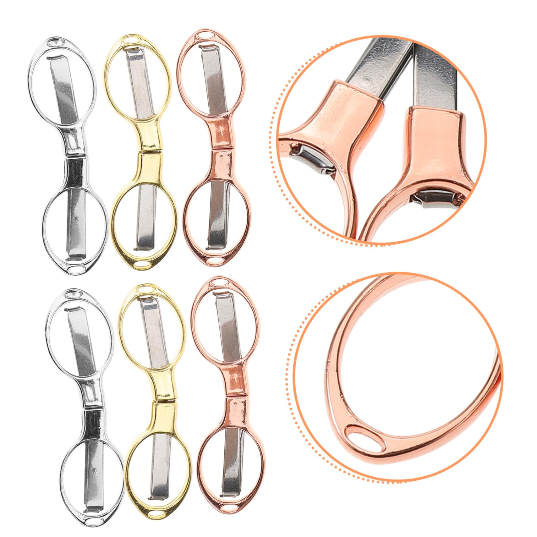 SHINEOFI Forbici Pieghevoli Piccole Da Cucito e Fai Da Te in Metallo Set 6 Pezzi Per Casa, Ufficio e Scrapbooking, Compatte Leggere Impugnatura Ergonomica Per Taglio Carta e Tessuto