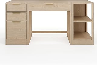 Martha Stewart Kayden Home Office Modular Desk with Drawer, 2 Tier Shelf...