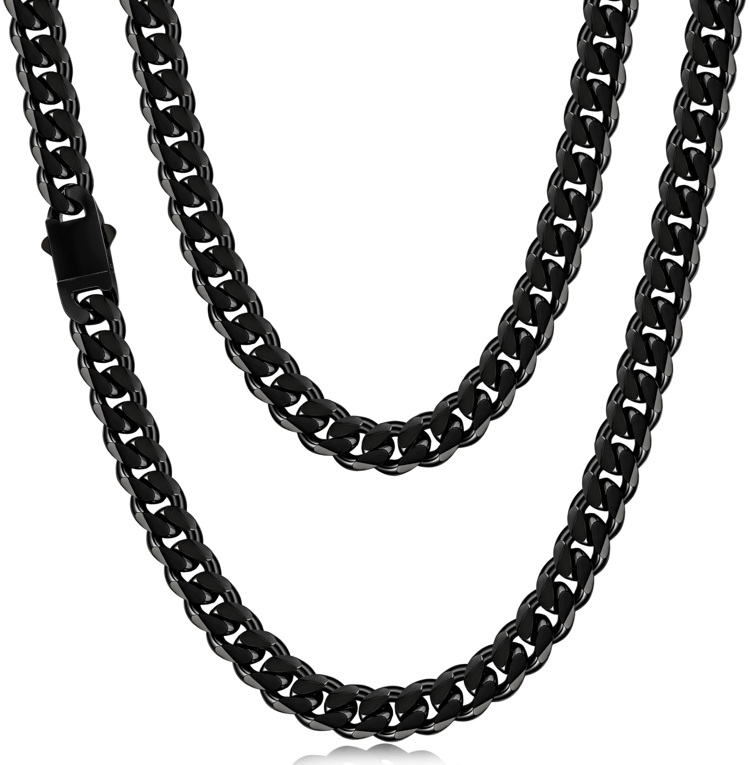 Fiusem 3.5mm Cuban Link Chains for Men, Silver Tone/Black/14K Gold Plated Stainless Steel Necklace Chain, Mens Necklace 16, 18, 20, 22, 24, 26, 28 Inch
