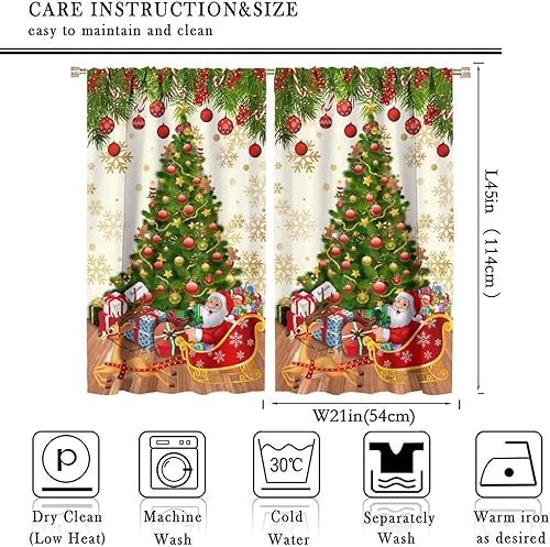 Miniatura 2 de Cortina de ventana de Navidad, árbol de Navidad de Papá Noel, copos de nieve, tratamiento de ventana para dormitorio, sala de estar, fiesta de Año