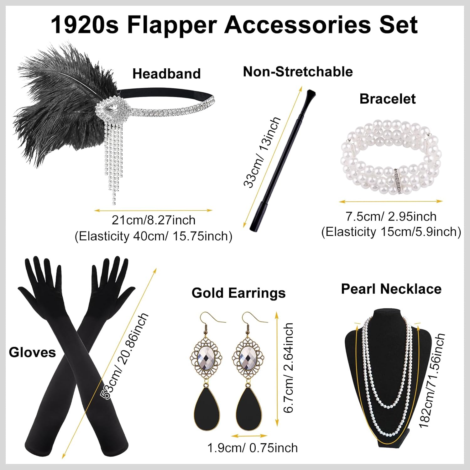 PLULON 1920s Flapper Great Gatsby Accessories Set Fashion Roaring 20's Theme Set - Image 2
