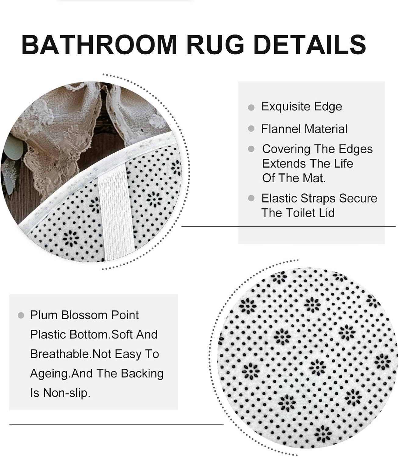 4PCS Merry Christmas Balls Wreath Bathroom Sets with Non-Slip Rug, U Shape Toilet Lid Cover Mat, Fun 3D Happy Xmas Bathroom Decoration 72''x72''