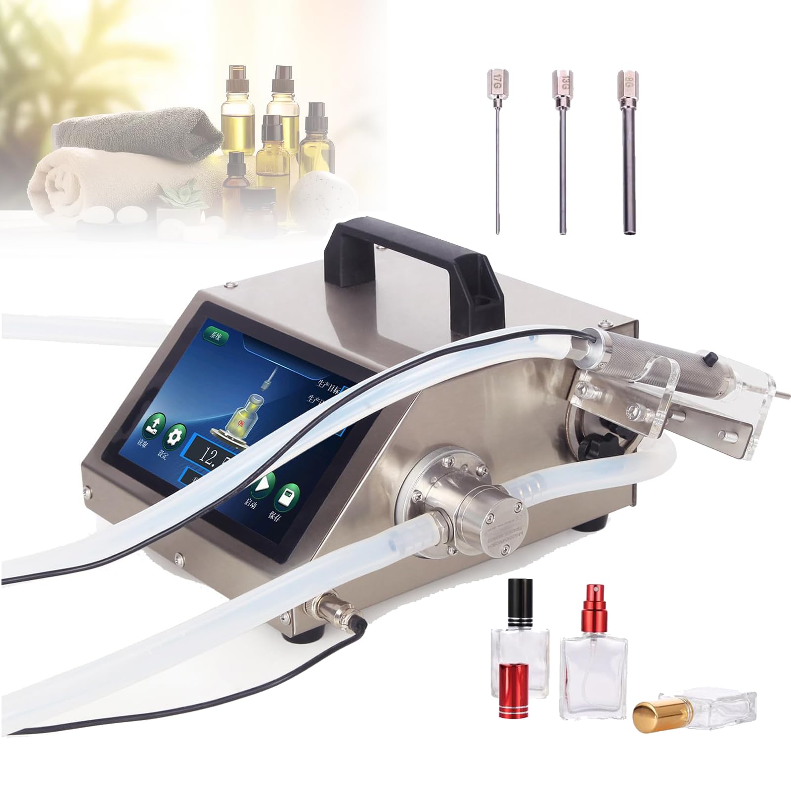 Llozoo Light Digital Liquid Filling Machine, Automatic Bottle Filler Machine, Maximum Flow Rate: 140Ml/Min, With 3Pcs Heads(1.5/2.4/4Mm), Lcd Control,Hd1370