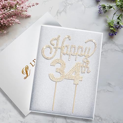 Miniatura 146 de LINGTEER Decoración de pastel de diamantes de imitación dorados para cumpleaños número 15 – Cheers to 15th Birthday Quince años de edad, decoración