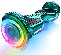 XERATH All-Terrain Hoverboard with LED Lights, Flashing Wheels & Bluetooth Speakers - UL2272 Certified Self-Balancing Scooter for Kids 6-12 & Teens (Turquoise)