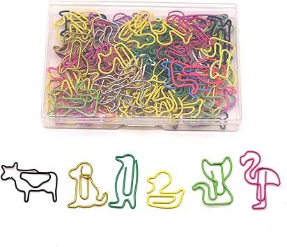 96 pcs Cute Animal Shaped Paper Clips Assorted Colors, Fun Office and School Supplies for Coworkers, Teachers and Students