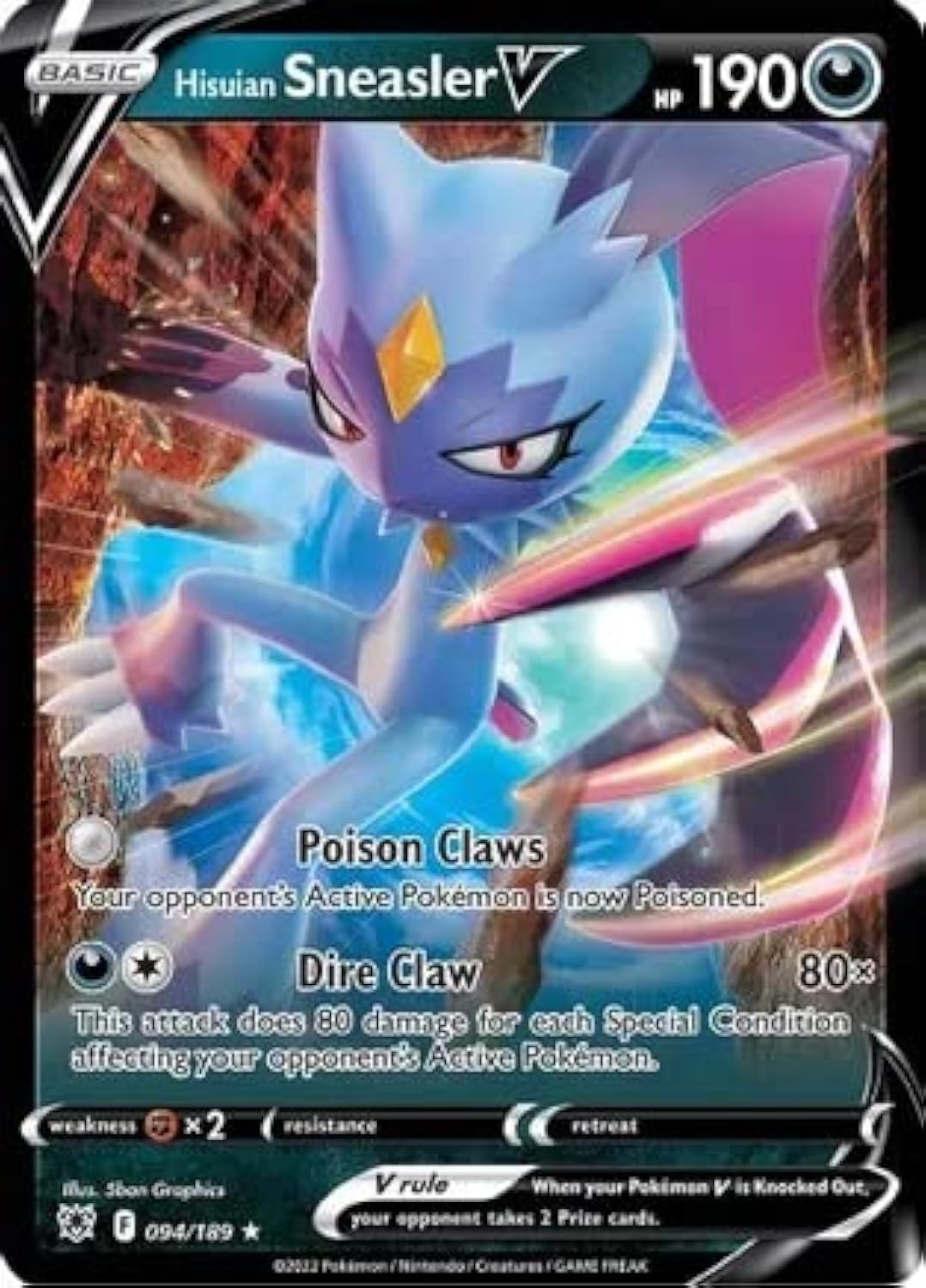 Amazon.com: Hisuian Sneasler V - 094/189 - Ultra Rare - Sword & Shield