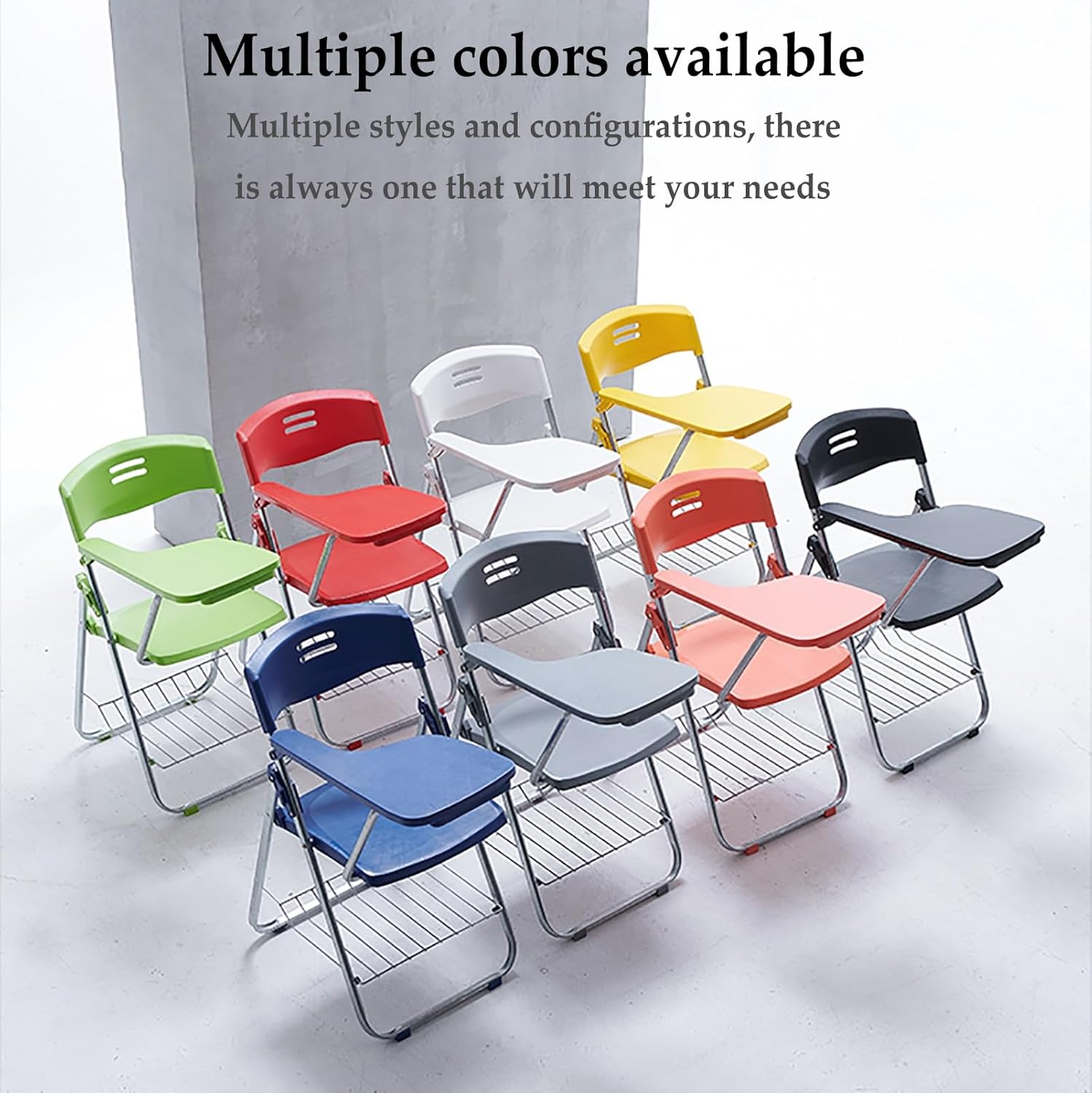 Foldable Conference Chair,Portable Office Chair,Folding Office Chair,Chair with Table Attached,Conference Room Training Table and Chair Integrated Stool(2-Pack)(Black)