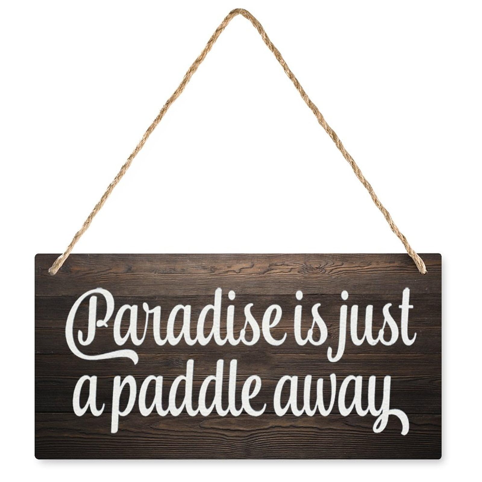Lake-Themed Wood Sign - Paradise is Just A Paddle Away | Rustic Hanging Decor for Farmhouse Living Room & Thanksgiving | Perfect for Lake Lovers | 12X6 Inch