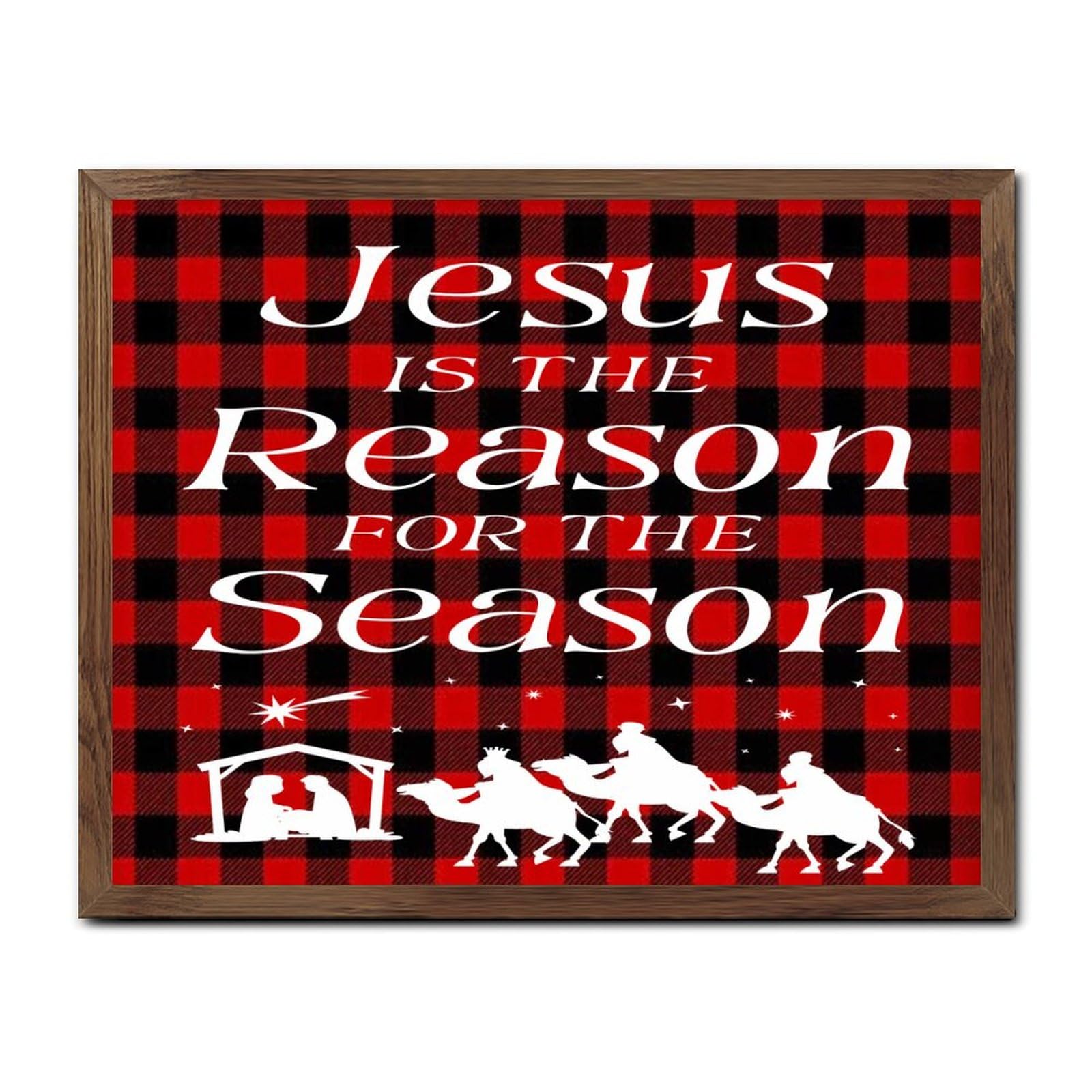 Cadeau religieux pour panneaux chrétiens Jesus Is The Reason en bois
