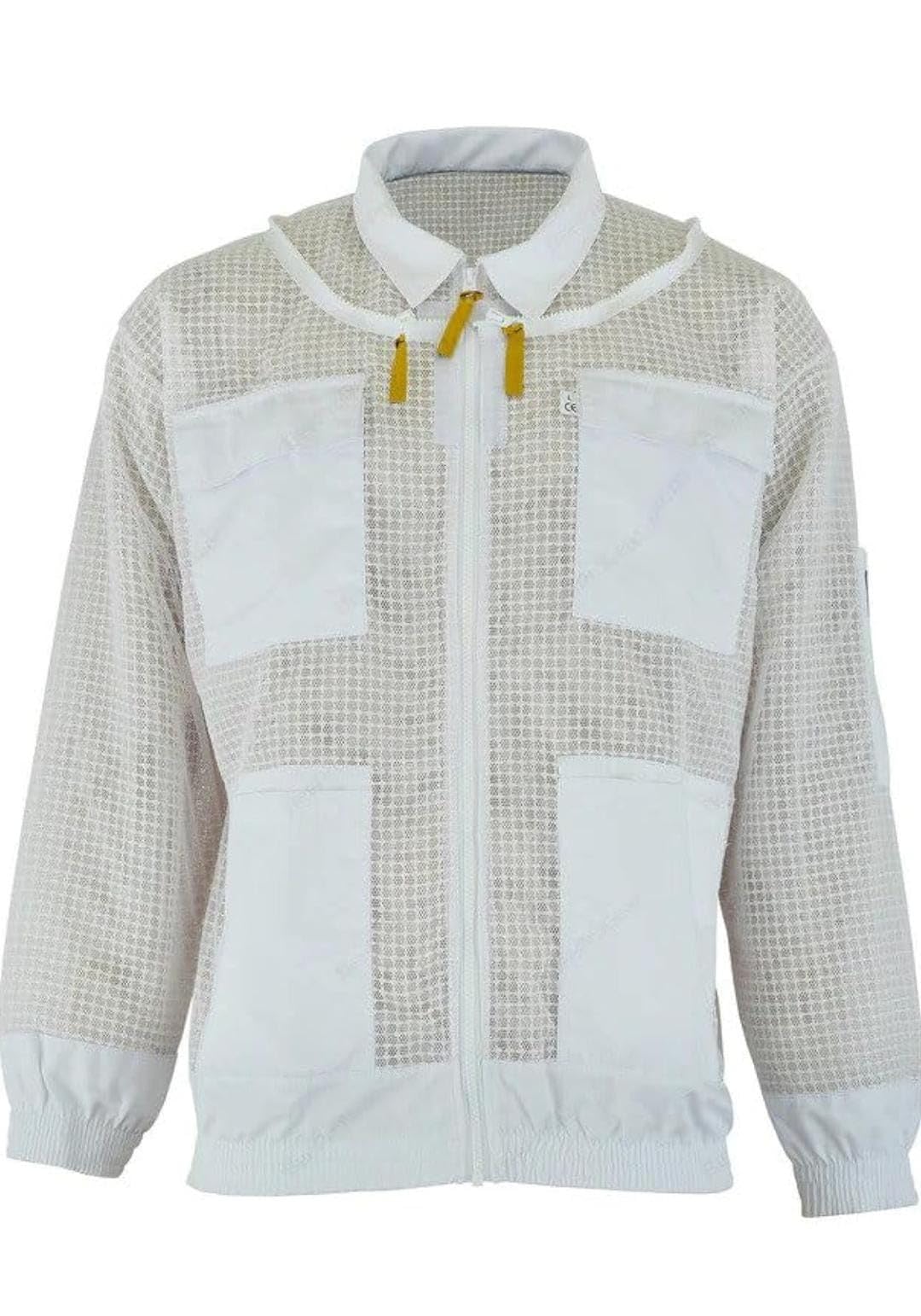 JRVG Unisex Bienenschutzjacke, 3 Schichten, ultra-belüftet, Sicherheitsschutz, Imkerjacke, rund, Schleierjacke mit kostenlosen Handschuhen, Weiß, weiß, M