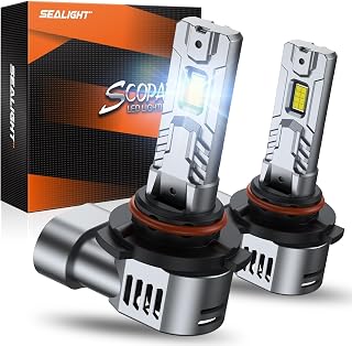 SEALIGHT 9005/HB3 LED 전구, 80,000LM 1500% 밝기, 6500K 쿨 화이트 안개등, 미니 사이즈 플러그 앤 플레이 무선 디자인, Canbus 지원, 2개 팩