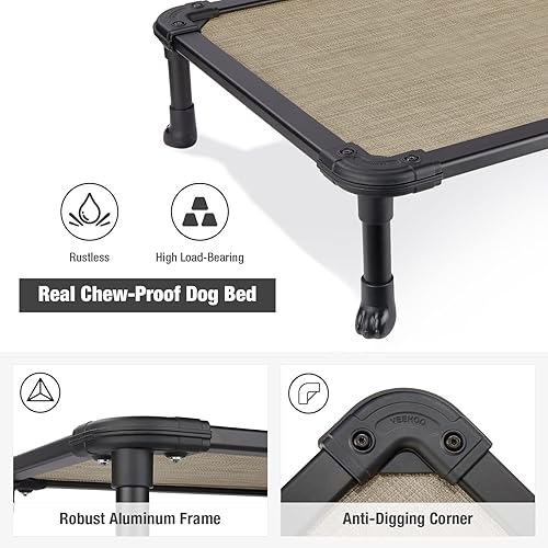 Miniatura 4 de Veehoo - Cama elevada para perros a prueba de masticación. Cuna fresca y elevada para mascotas. Con estructura de aluminio inoxidable y con tela de