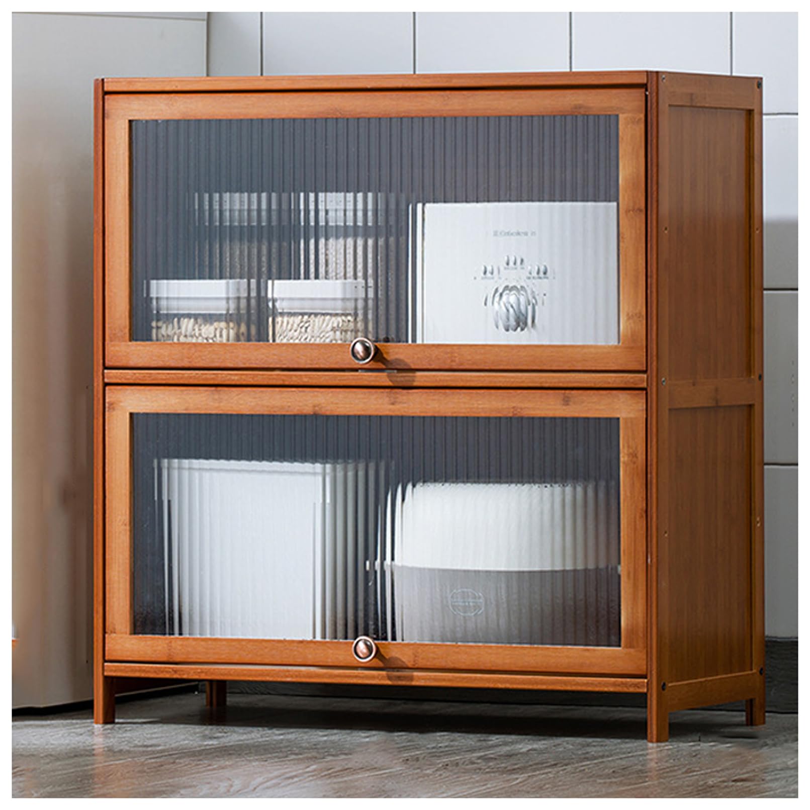 BHGFYXBS Freestanding Tall Kitchen Pantry Cabinet With Acrylic Doors Sto Solut For Home Space Saving Shelves Nizing Tials,Brown-80X33X73Cm,Brown-80x33x73cm