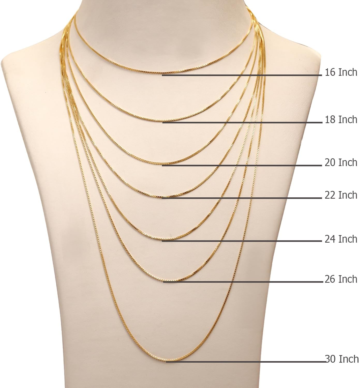 Women's 14K Gold-Plated Chain Necklace Jewelry | 1MM Italian Square Box Chain Necklace for Women