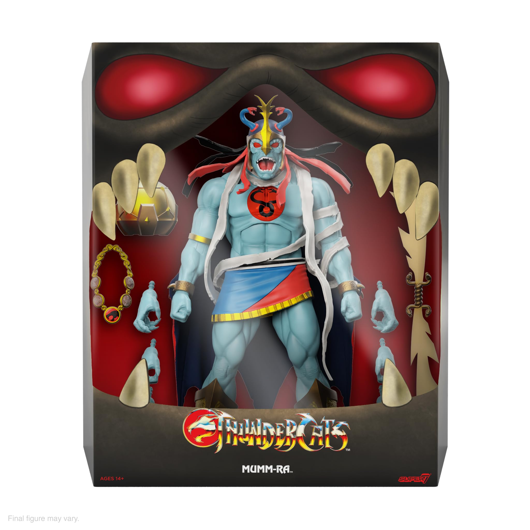 Super7 ULTIMATES! Thundercats Mumm-Ra (Ojos LED) - Figura de acción de Thundercats de 7 Pulgadas con Accesorios, coleccionables clásicos de Dibujos Animados y Juguetes Retro