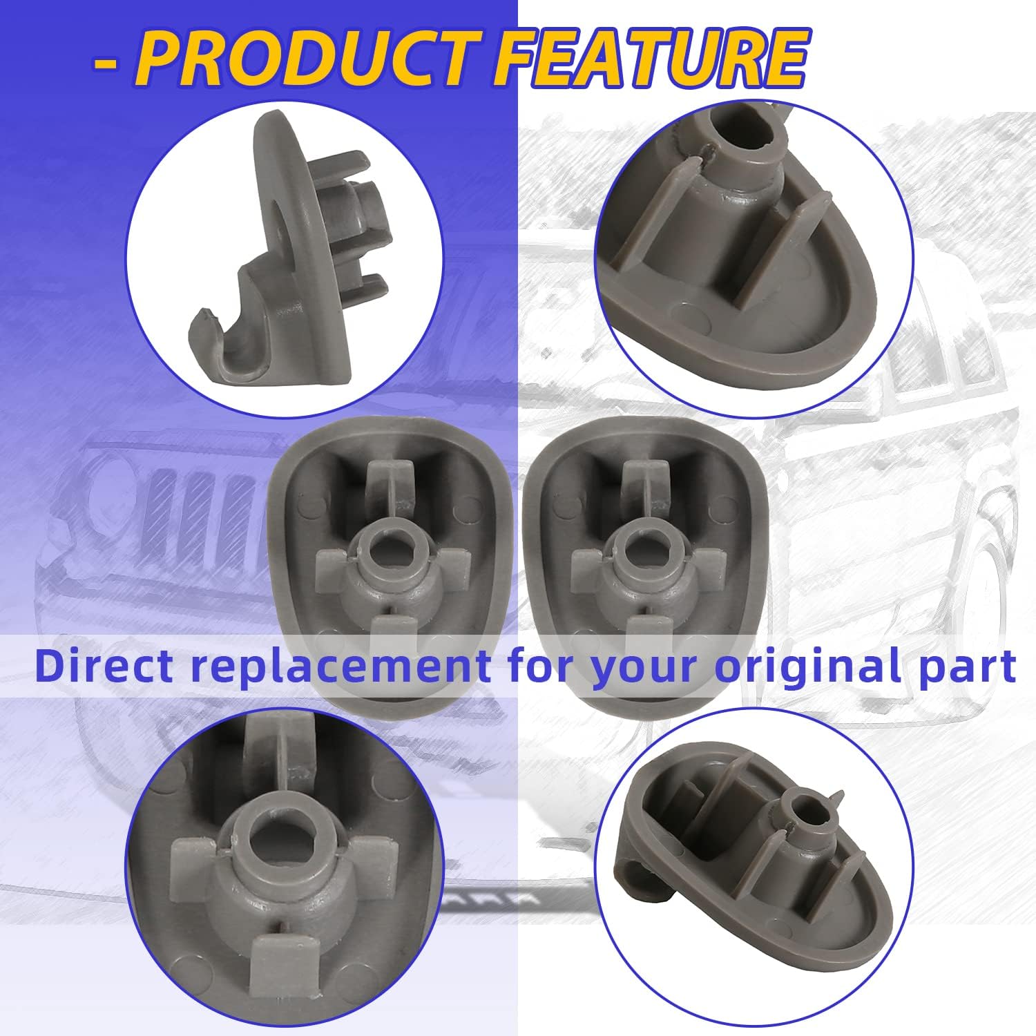 ECOTRIC Sun Visor Clip Replacement Retainer Compatible with 2005-2015 Jeep Liberty & 2008-2012 Dodge Nitro Replacement for 1AR26BD1AA 2PC (2 Packages)