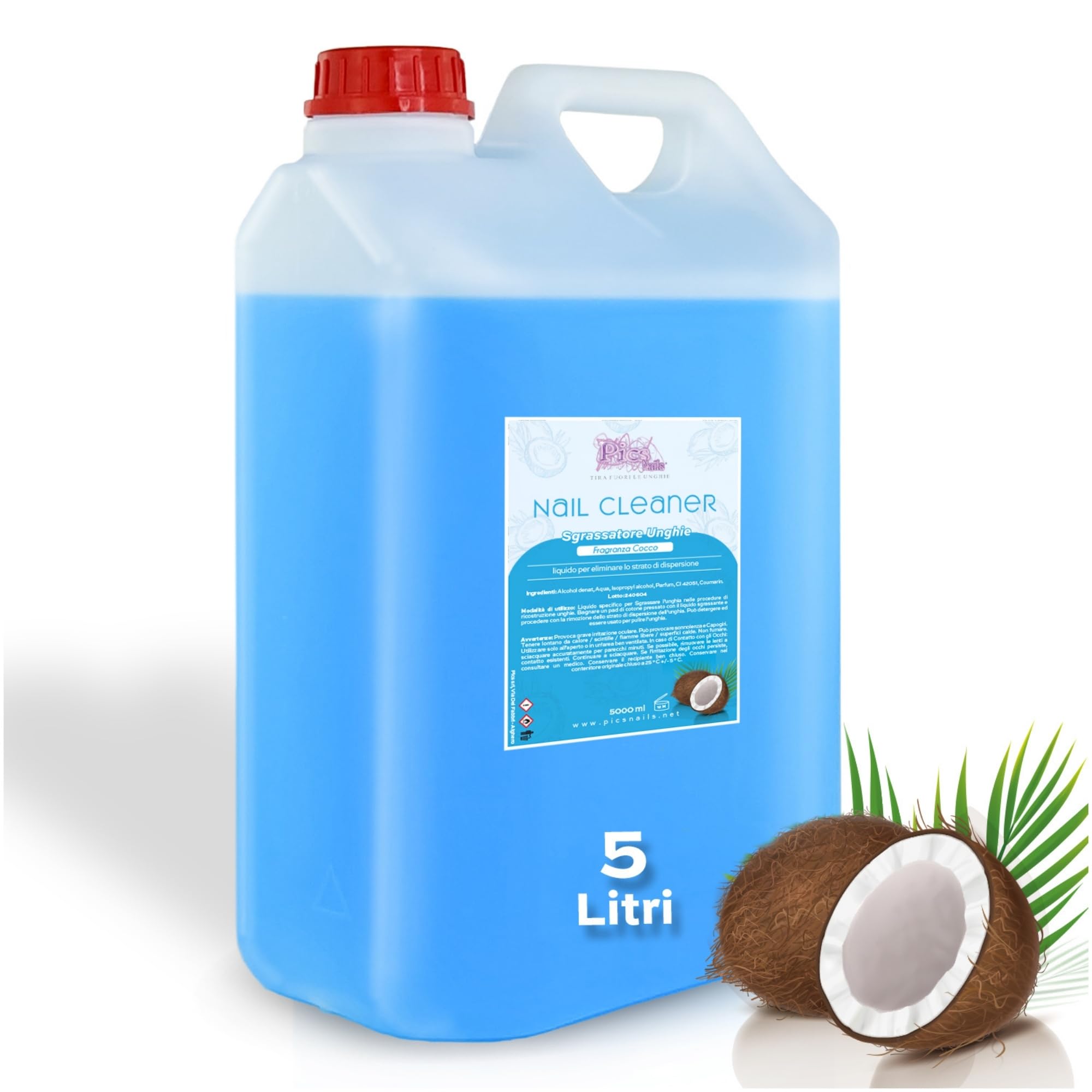Cleaner Unghie Sgrassatore Gel 5 L. - MAXI - Nail Cleaner Sgrassante per Unghie Professionale Ideale per Pulizia Unghie e Rimozione dello Strato di Dispersione (Appiccicoso) (5 Litri, Cocco)